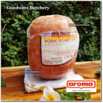 Aroma Bali frozen pork HAM HONEY half cut as steaks 1cm 3/8" (price/pack 5pcs 1kg)